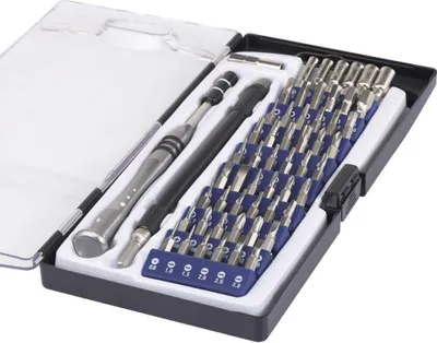 Produktbild von Basetech 1430586 Bit-Set 58teilig Schlitz, Kreuzschlitz Phillips, Innen-Sechsrund (TX), Sechsrund BO, Innen-Sechskant,