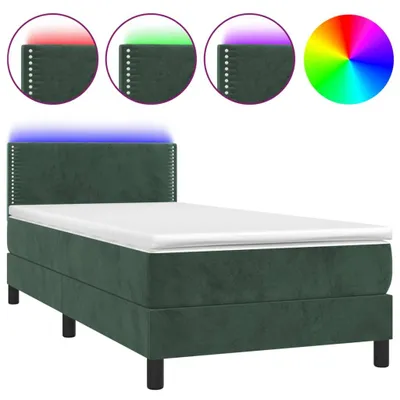 Immagine prodotto di vidaXL Letto a molle con materasso e LED verde scuro 80x200 cm in velluto