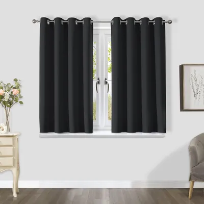 Verdunkelungsvorhang Set 2er, schwarz, 137x117 cm, wärmeisolierend