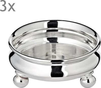 Zdjęcie produktu dla Zestaw 3 miseczek na przekąski / miseczek na nóżkach z motywem Świętego Mikołaja, posrebrzane, średnica 8 cm, wysokość 4 cm