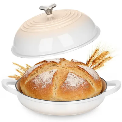 Image de Moule à pain en fonte émaillée, 6,6 litres, blanc, idéal pour le pain au levain