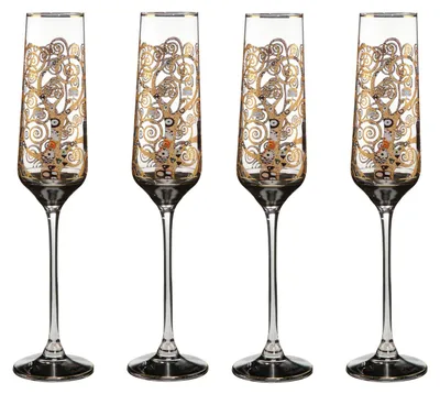 Produktbild von 4er Set Gustav Klimt Sektglas Der Lebensbaum H. 26cm 200ml Goebel