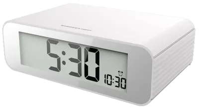 Produktbild von Digitaler Wecker Weiß mit Snooze, ansteigendem Alarmton, weißer Hintergrundbeleuchtung, geräuscharm, 125 x 77 x 40 mm