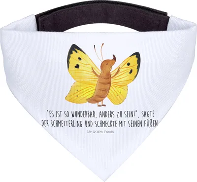 Produktbild von Mr. & Mrs. Panda Halstuch Hund Schmetterling Zitronenfalter - Weiß - Geschenk, Hunde, Liebe, Außergewöhnlich, Motivation, Für, Lustige Sprüche, Schmetterlinge, Anders