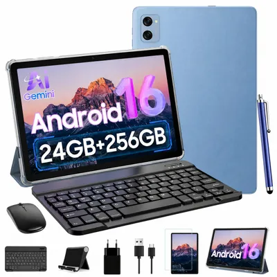 Image de Tablette TABWEE T20 Android 16, 10,1 pouces, 24 Go (8 + 16) de RAM + 256 Go de ROM (2 To TF), avec accessoires, Widevine L1, 5G, Wi-Fi, Gemini AI