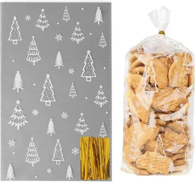 Produktbild von Transparente Geschenktüten Weihnachten 14,5x24cm für Kekse und Süßigkeiten