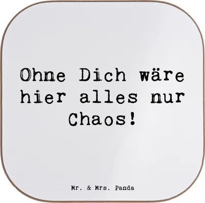 Produktbild von Mr. & Mrs. Panda Holzuntersetzer Spruch Reinigungskraft Held - Weiß - Geschenk, Handarbeit, Bedanken, Aufmerksamkeit, unterleger, Liebe, Danke sagen, Anerkennung, Coaster