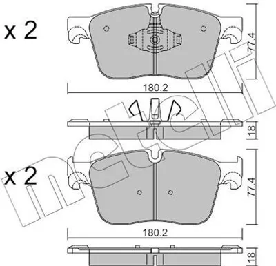 Produktbild von METELLI Bremsbeläge Satz Vorne Bremsklötze für JAGUAR F-PACE (X761) 22-1124-0