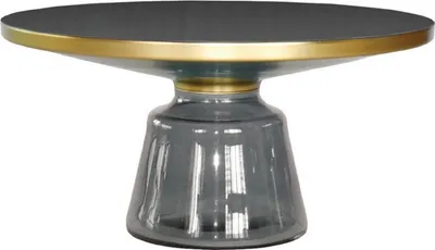 Produktbild von Casa Padrino Luxus Couchtisch Schwarz / Grau / Gold Ø 75 x H. 37 cm - Runder Glas Wohnzimmertisch - Moderne Wohnzimmer Möbel