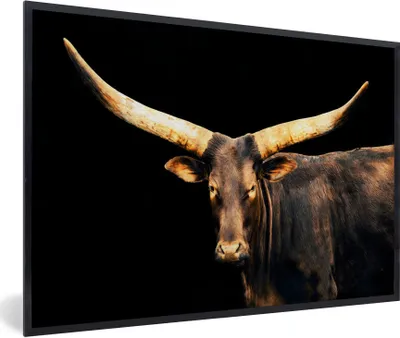 Produktbild von MuchoWow® MuchoWow® Gerahmtes Poster Kuh - Watussi - Braun 60x40 cm - Poster mit zchwarzem Bilderrahmen - Printing - Wanddeko Schlafzimmer