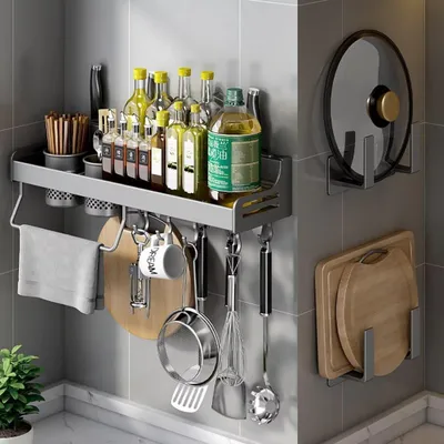 Produktbild von Hängendes Kräuterregal - Kräuterorganizer für die Wand - schwarz - 80 cm