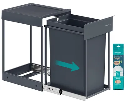 Produktbild von SONGMICS Mülleimer Küche, für Unterschrank, 1 x 20 L, Abfalleimer, ausziehbar, Stahlrahmen, grau