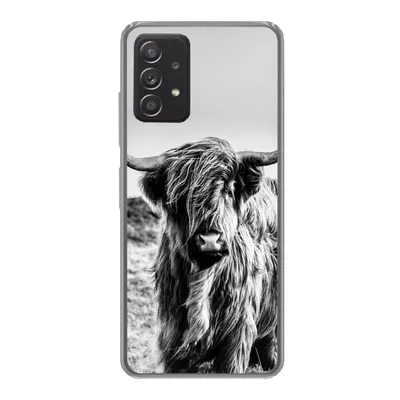 Produktbild von MuchoWow® Handyhülle Schutzhülle Hülle für Samsung galaxy a73 Kuh - Schottischer Hochländer - Schwarz - Weiß - Tier - Natur - Wildtiere Silikon Softcase Handy Hülle - Handyhülle