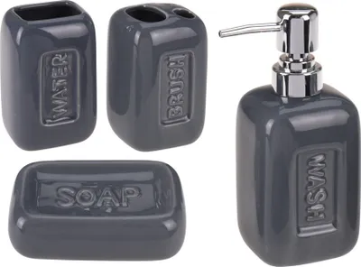 Produktbild von Bathroom Solutions Badezimmerzubehör-Set, Keramik, 4-teilig, Anthrazit