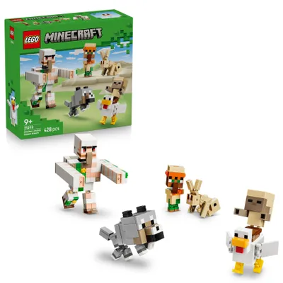 Produktbild von LEGO Minecraft Angriff des Hühnerreiters in der Wüste - Spielzeug mit 6 Figuren inkl. Eisengolem & Baby Wolf - Zimmerdeko für Kinder - Gaming Geschenk für Jungen, Mädchen und Fans ab 9 Jahren - 21592