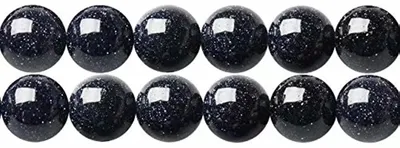 Immagine prodotto di Perline per creare gioielli, 6 mm, blu, pietra naturale (goldstone), forma rotonda, collana di circa 38 cm, contenente circa 60 perline
