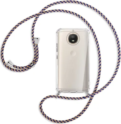 Produktbild von Handykette Backcover-Schutzhülle mit Band (Metall silberfarben) für Motorola Moto G5S - blau+beige