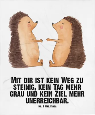 Produktbild von Mr. & Mrs. Panda Babydecke Igel Liebe - Weiß - Geschenk, Freundin, Hochzeitstag, Liebesbeweis, Fleecedecke, Schmusedecke, Partner, Hochzeit, Plaid, Schlummerdecke