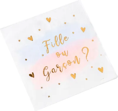 Immagine prodotto di 16 tovaglioli Boy or Girl rosa blu oro 33x33 cm - taglia unica