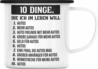 Produktbild von Trendation - Tuner Auto Emaille Tasse Geschenke Autotuner Geschenkidee Autoliebhaber Emaille Tasse für Männer Autofan Emaille Emaille Tasse (Schwarz)