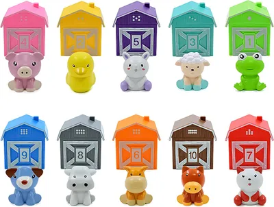 Obrázek produktu pro 10ks Farma Zvířata Hračky Rainbow Finger Puppets Stodola Počítání barev třídění Vzdělávací dárky pro děti