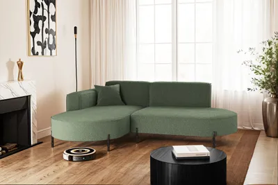 Productafbeelding van Kaiser Meubels, hoekbank, bank in L-vorm, model Modena, bekleding: stof, kleur: groen, uitvoering: links