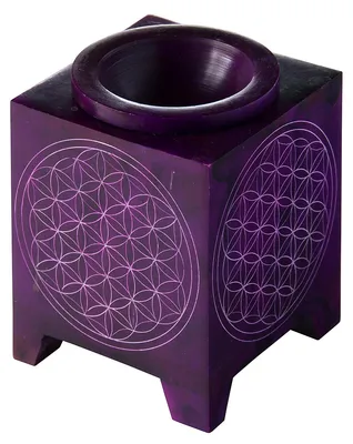 Produktbild von Aromalampe "Blume des Lebens" Speckstein lila