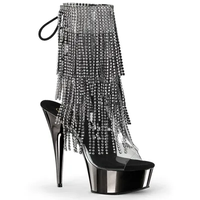 Produktbild von DELIGHT-1017RSF Damen Booties von Pleaser, Transparent Schwarz Silber, EU 36, US 6