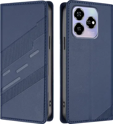 Produktbild von Hülle für ZTE Axon 60, Kunstleder Brieftaschen Handyhülle mit Kartenfach und Standfunktion Blau