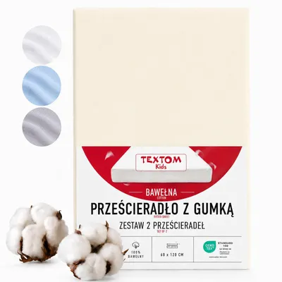 Produktbild von TEXTOM Kinder Spannbettlaken Jersey 100% Baumwolle 60x120 cm Creme für Matratzen bis 15 cm Steghöhe