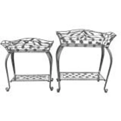 Produktbild von Pflanzenständer Set Blumenregal Pflanzenhalter Blumenhalter Deko 2tlg. Grau