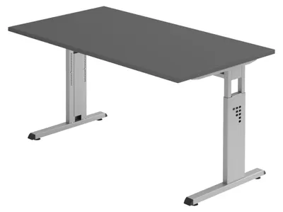 Produktbild von bümö Schreibtisch Serie-O - Gestell: Silber, Nachbildung: Graphit, Größe:  140 x 80 cm