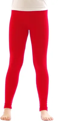 Produktbild von Kinder Thermo Mädchen Leggings Fleece Hose lang leggins aus Baumwolle rot 134