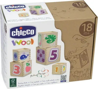 Produktbild von chicco stapelbare Holzwürfel Farben Zahlen Früchte lernen Holz