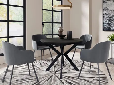 Image de Petite table de cuisine ronde 100 cm REKITA - noir