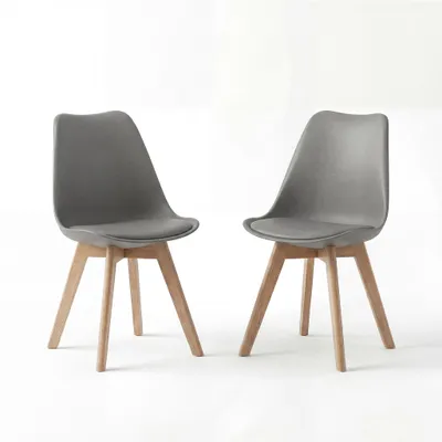 Produktbild von BEALIFE 2er Set Esszimmerstühle TB18 | Ergonomisch, Sitzhöhe 45 cm, PP+Holzbeine, skandinavisches Design | Für Esszimmer & Arbeitszimmer | Schwarz/Wei