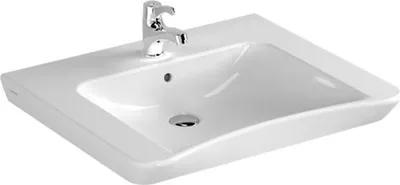Produktbild von Waschtisch unterfahrbar 650 mm, mit Hahnloch, mit Überlauf, weiß