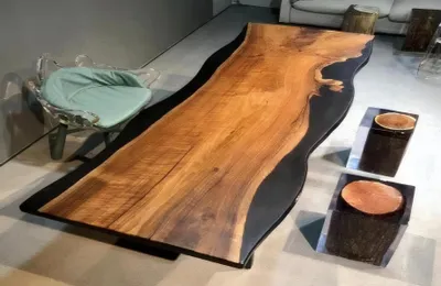 Produktbild von Schwarz-Brauner Epoxidtisch Esszimmertische Hochwertiger Tisch