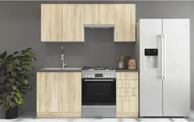 Image de Cuisine complète SARA - Chêne Sonoma - 180 cm - Plan de travail non fourni