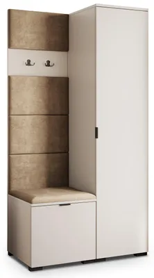 Produktbild von Masseno Garderobe-Set LORI 95/181/51 cm Modern Garderobenschrank Kaschmir, Veloursstoff MONOLITH 09 (Beige)