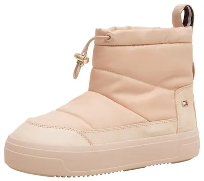 Image de Botte mi-mollet pour femmes Tommy Hilfiger, modèle "Flag Nylon Mini Snowboot Plateau", couleur beige