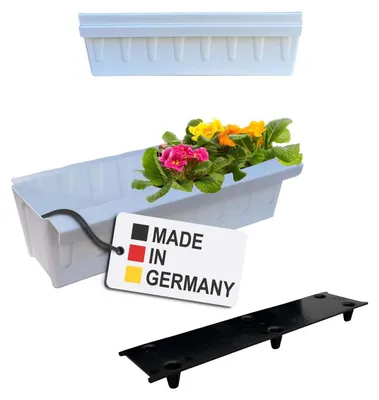 Image de BURI 2 inserts de jardinières pour palettes Euro, tapis d'arrosage inclus | avec système de suspension à accrocher | 37,3cm blanc | jardinière pour palette Euro | balconnière | pot de fleurs | extrêmement stable