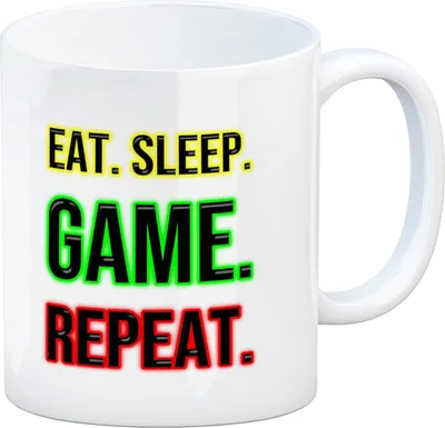Produktbild von Kaffeebecher Eat. Sleep. Game. Repeat. Zocker Tasse für Gamer Tasse Becher mug