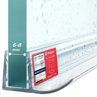 Produktbild von STEIGNER Duschtürdichtung 180 cm UK14 (1 Stk.) - Dichtung gerade für Eckeinstieg Dusche oder Fünfeckdusche mit Duschtür 6-8 mm - Farbe: Transparent - Ästhetisches Finish, Wasserdicht, Einfache Montage