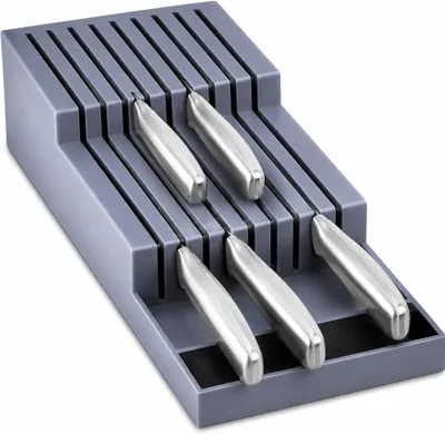 Immagine prodotto di Portacoltelli grigio, 40 cm, per 18 coltelli da cucina, universale, adatto per cassetti