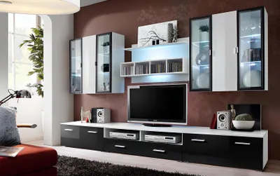 Produktbild von Moderne Design Wohnwand TV-Ständer Holz Wohnzimmer Möbel TV Einrichtung