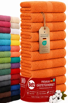 Produktbild von Betz 10 Stück Gästetücher 30x50 cm PREMIUM 100% Baumwolle Set Händehandtücher Farbe: orange
