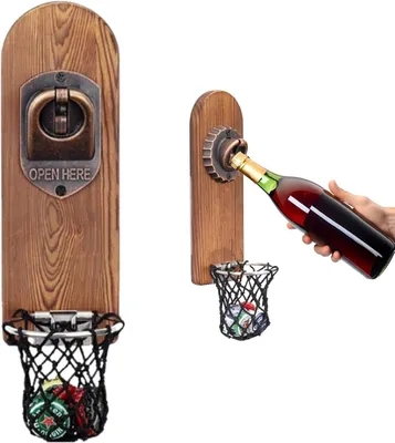 Imagen del producto de Abrebotellas divertido - Abrebotellas para colgar en la pared - Abrebotellas vintage - Soporte para tapones de botellas - Ideal como regalo para amantes de la cerveza