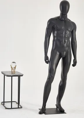 Produktbild von M21-8 Mann schwarz Eurotondisplay Männliche Schaufensterpuppe stehend schwarz matt lackiert Egghead Schick und Elegant