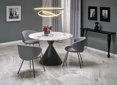 Zdjęcie produktu dla Stół okrągły GARET 120x120 biały marmur/czarny